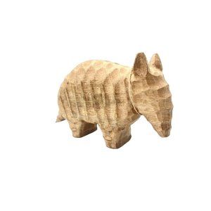Carved Armadillo Large Wooden Figurine Statue Southwest Desert 5"H 9.5"L